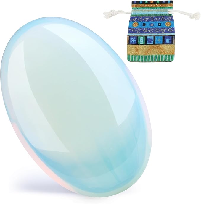 DUQGUHO Opal Stone Opalite Palm Stone 2.4'' Synthetic Healing Crystal Gemstone Worry Stone Energy Balancing Polished Stones Blessing Gifts Boho Pocket Stone 1PCS