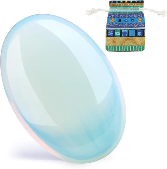 DUQGUHO Opal Stone Opalite Palm Stone 2.4'' Synthetic Healing Crystal Gemstone Worry Stone Energy Balancing Polished Stones Blessing Gifts Boho Pocket Stone 1PCS