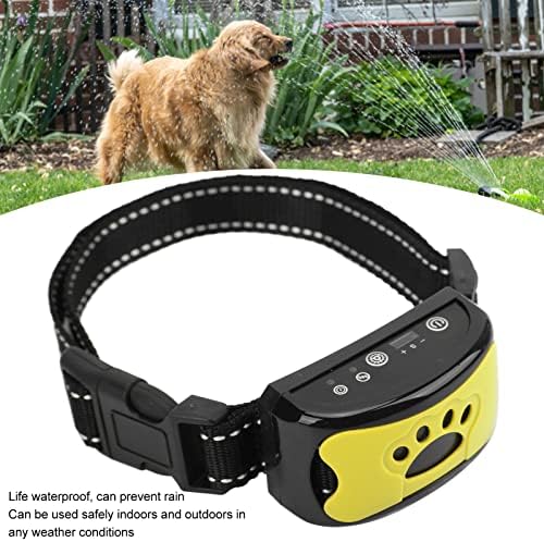 Anti Dog Bark Collar, Dog Barking Collar, USB Rechargeable Vibration Intelligent Recognition Training Collar 7 Sensitivity (Lemon Yellow)
