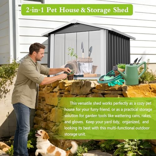 Metal Dog House Outdoor Pet Shelter with PVC Door&Vent,Black