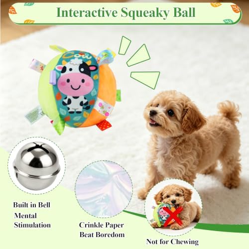 ASOCEA Hanging Dog Toy with Suction Cup, Colorful Squeaky Play Ball