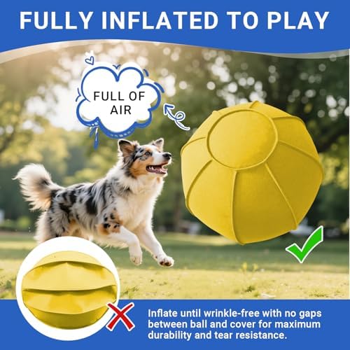Herding Ball Toy for Dogs and Horses, 25" Thickened Durable Herding Ball Set for Australian Shepherd, Interactive Dog Train Toys for Large Breeds Outdoor, for Pet Use Only (Light Yellow,L)