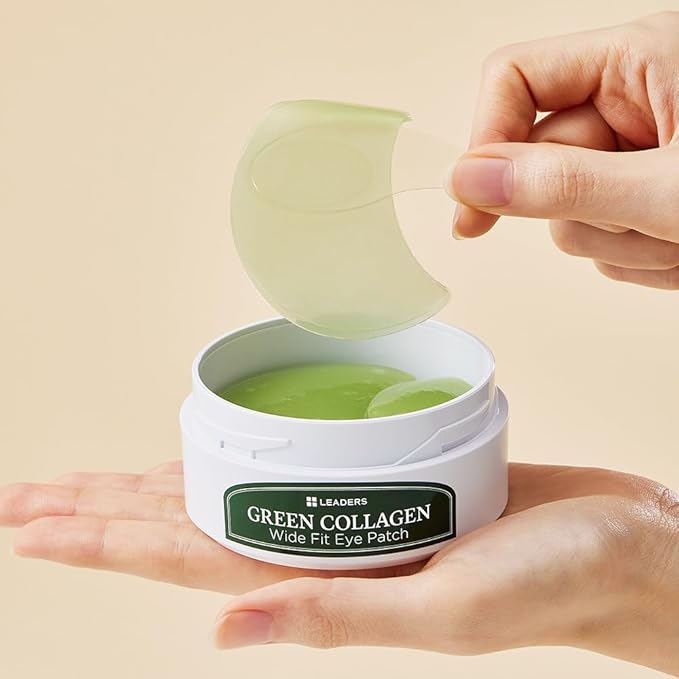 LEADERS Green Collagen Wide Fit Eye Patch – Vegan Hydrogel Firming Eye Patch, Deep Absorption, Helps Improve Fine Lines, Anti-Aging, Firming & Wrinkle Care, Gentle Formula for Sensitive Skin - 96g