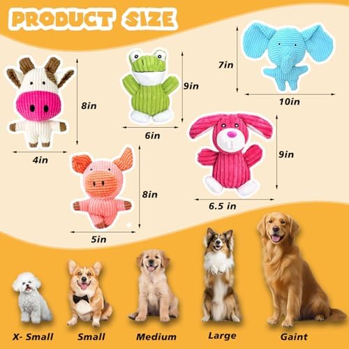 MRSOHRET Dog Toys Squeak, Tough Plush Puppy Chew Toy for Aggressive Chewers