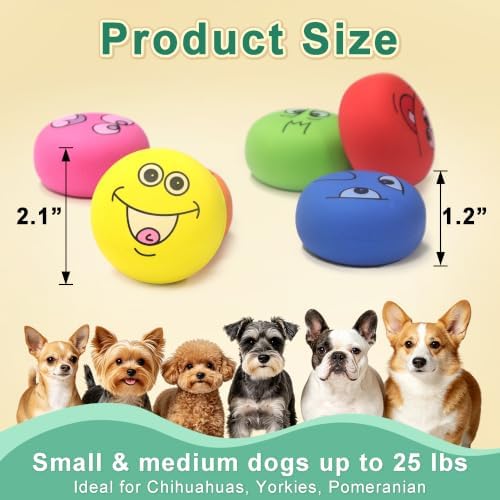 Latex Dog Chewing Squeaky Ball Toys Face Fetch Play Toy for Puppy Small Medium Pets Dog Toys (6 PCS)
