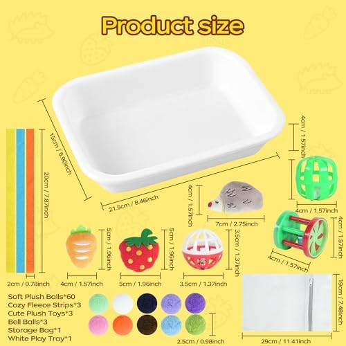 Hedgehog Toys & Accessories, Enrichment Toy Set with Dig Box & Balls