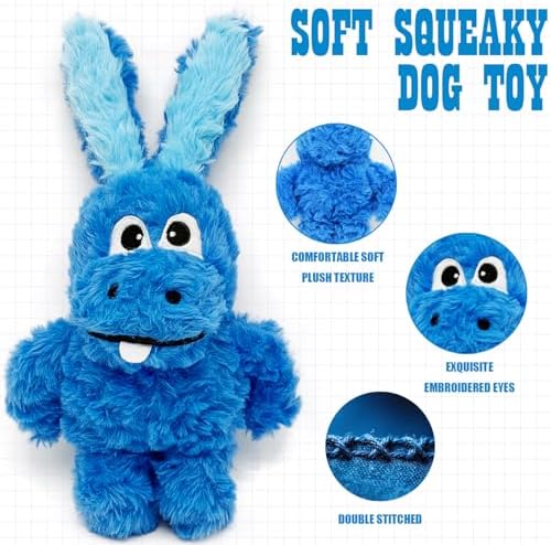 Donkey Squeaky Plush Dog Toy for Small Medium Large Dogs, Blue