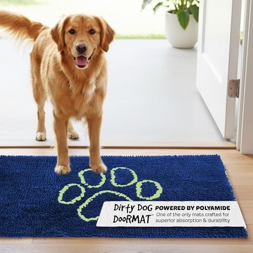Dog Gone Smart Dirty Dog Doormat - Fast Drying Rug - Marine, 35 x 26 in | Super Gripper Backing for Clean Floors - Absorbent Microfiber and Machine Washable Mat for Muddy Paws