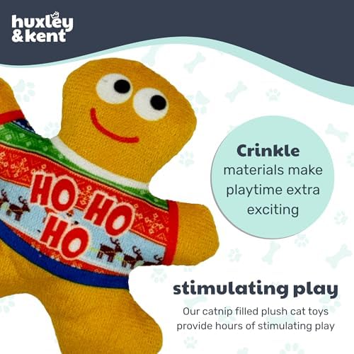 Huxley & Kent Plush Crinkle Catnip Cat Toy, Ugly Sweater G-Man