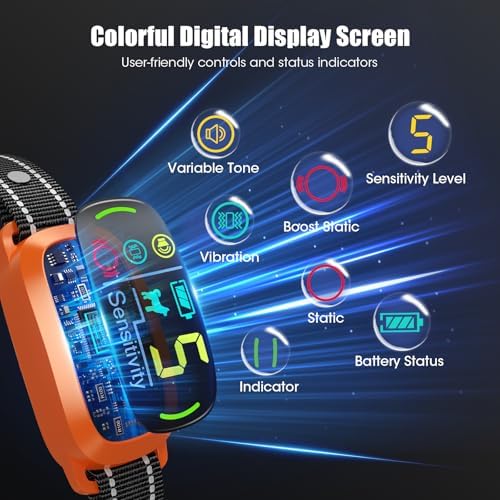 Bark Collar for Small Medium Large Dogs with 5 Training Modes, Orange | AI Bark Recognition, Effective Anti Barking Device with 5 Sensitivity Levels, Rechargeable IP67 Waterproof Anti Bark Collar