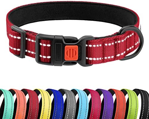 Reflective Dog Collar, Quick-Release Buckle (Red, 18-26 Inch)