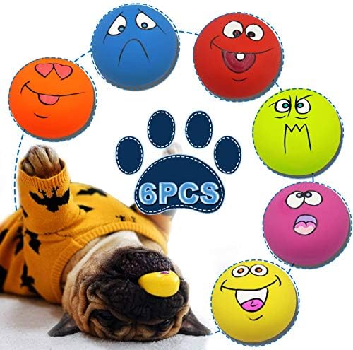 Latex Dog Chewing Squeaky Ball Toys Face Fetch Play Toy for Puppy Small Medium Pets Dog cat 6PCS/Set