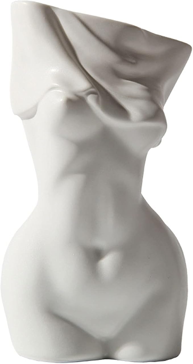Body Vase Female Form,White Ceramic Vase Unique Undressing,Female Body Vase Modern Curve Art Body Flower Vase for Home Decor Table Decor 7.28x3.94x3.54inches(White)