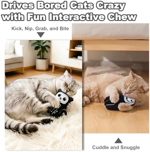 Retro Shaw Catnip Cat Toys, Horror Goth Cat Toy for Indoor Cats Kitty, 4PCS