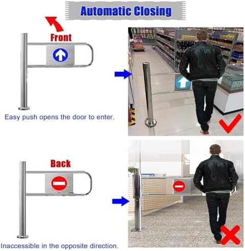 Spring-Loaded Safety Swing Gate - Self-Closing One-Way Pedestrian Door for Hallways, 20-34 in Wide, Ideal for Child & Pet Safety, Easy Push-in Installation
