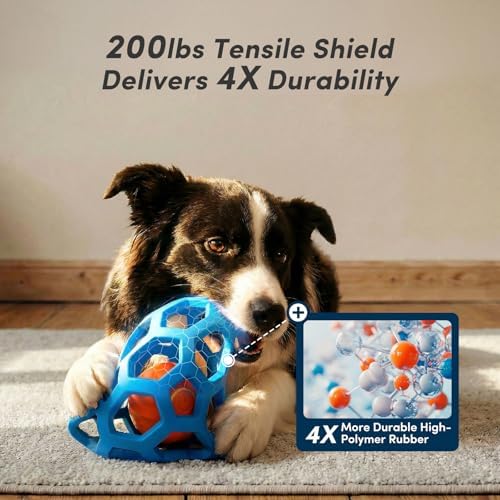 Unique Interactive Dog Toy with Ball-in-Ball Design, 4X Durable Rubber Outer Shell & Inner Smart Automatic Bouncing Ball to Keep Them Busy, Fetch & Puzzle Toys for Medium, Large High Energy Dogs