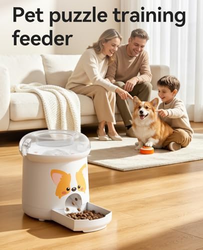 ROJECO Dog Puzzle Feeder Toy,Interactive Puzzle Toys with 8 DIY Stickers | Dogs IQ Training/DIY Recording Remote Button/300ml Capacity/Mixed Snacks/Detachable/for Indoor & Outdoor Play,All Dog Breeds