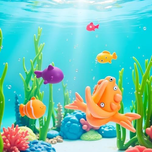 6Pcs Colorful Pool Cat Interactive Toy, Cat Floating Water Toy, Pet Kitten Swimming Bathing Fish Toy, Sensory Toys for Indoor Cats to Self Play