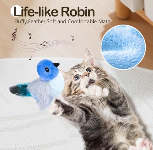 Migipaws Interactive Flapping Bird Cat Toy, Blue