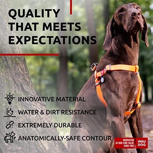 WAUDOG Waterproof Dog Harness with QR Code Tag & Metal Clasp