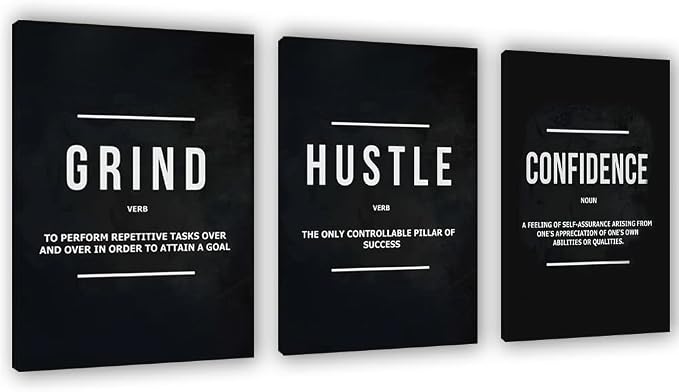 Yetaryy Motivational Poster Inspirational Wall Art 3 Pieces Canvas Painting Lion Artwork for Living Room Office Modern Home Decor Prints Pictures Wall Decor Framed Ready to Hang [36''Wx 16''H]