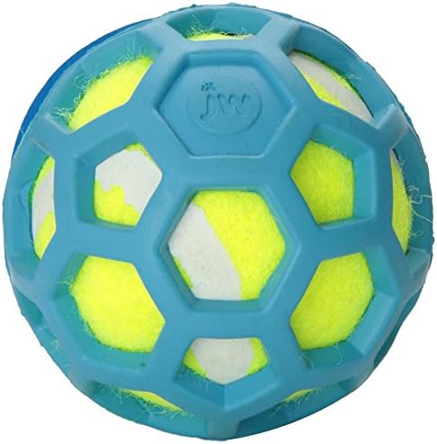 JW Pet Proten HOL-ee Roller Dog Chew Puzzle, Small, Lime Green Tennis Ball with Assorted Colors (Green, Red, Blue), 42204 (Pack of 2)