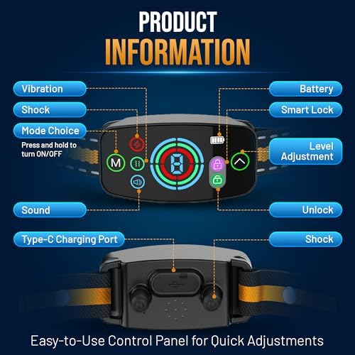 Barez Smart Bark Collar for Small, Medium & Large Dogs - Rechargeable Anti Barking Device with AI Detection, Beep, Vibration, Safe Shock, Waterproof, On Screen Safety Lock
