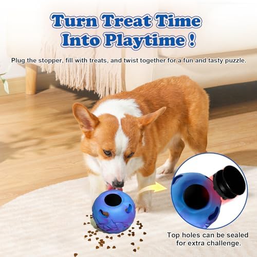 Small Frozen Treat Puzzle Ball, Interactive Fillable Rubber Dog Chew Toy