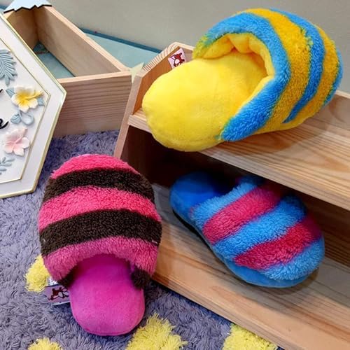 Blue Cute Pet Puppy Dog Cat Slipper Shape Plush Slipper Sound Pet Toy Pet Dog Chew Toys Squeak Plush Toys Shape Tooth Cleaning Chew Play Toy Supplies Squeak