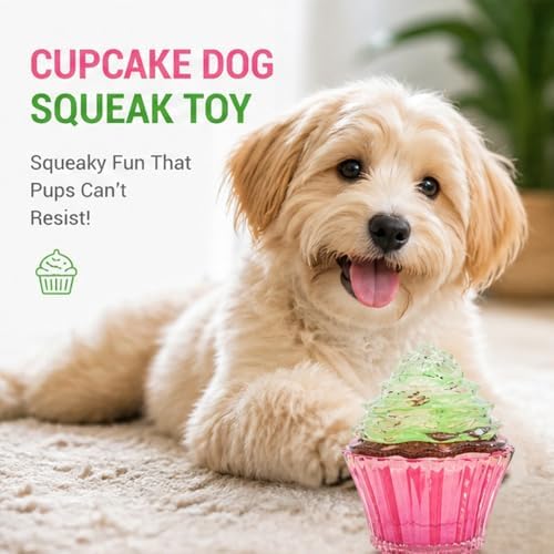 Molaxpet Squeaky Dog Toy Cupcake Rubber Interactive Chew Toy for Pet Dogs