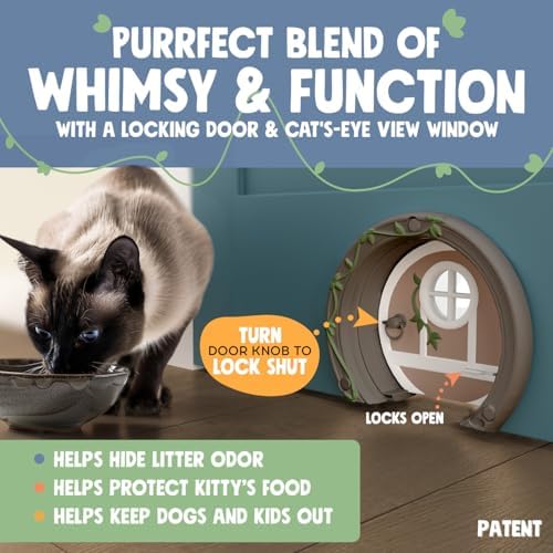 Gnome® Door Cat Door for Interior Doors - Stylish & Functional with No Flap, Lockable, and Easy Installation, Spacious Large Kitty Door for Cats Up to 20 lbs, Private and Comfortable Pet Door