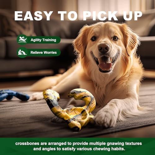 Dog Chew Toys for Aggressive Chewers – Tough Indestructible Dog Toy for Large Dogs, Durable Long-Lasting Chew Bones, Heavy Duty Interactive Dog Toys to Keep Dogs Busy & Relieve Boredom