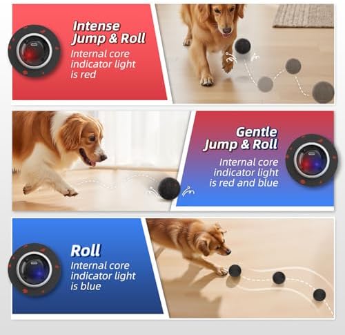 HETOO Smart Interactive Dog Toys, Durable Automatic Balls, 3.2 Inch Black