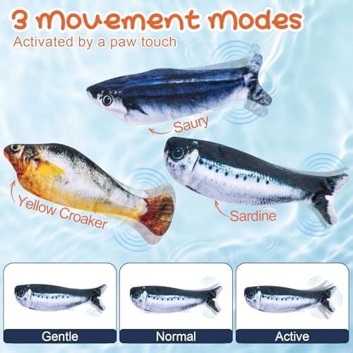 Leitee 12 Pack Cat Toys Bulk Plush Mice Realistic Flopping Fish Cat Toys Set Mouse Dog Toy for Indoor Kittens Puppies to Eliminate Boredom, Multicolored, Not Filled Catnip