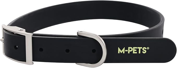 M-PETS Bond NFC Dog Collar – Waterproof Silicone Smart Collar with NFC Tag, Adjustable, No Battery Required – Multiple Sizes & Colors (Black, XS)