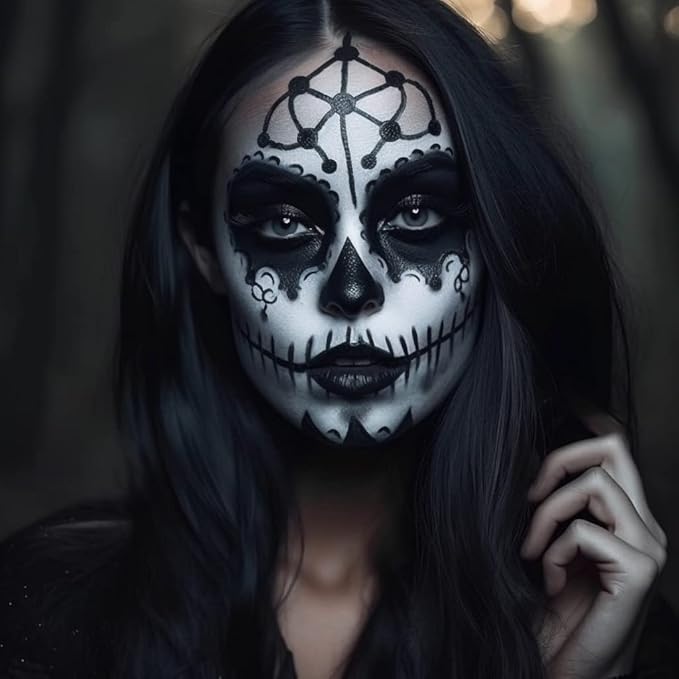 Face and Body Paint (water-based)– (30gm)Non-Toxic High-Quality Paint for Children and Adults Halloween Makeup, Costumes, Festivals (Black & White)