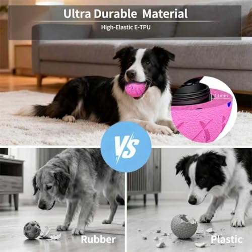 Interactive Dog Toys Dog Ball, Durable Motion Pet Toys for/Small/Medium/Large Dogs, Birthday Gifts, Automatic Moving, Bouncing and Rotating, E-TPU Material, IP54 Waterproof (Pink)