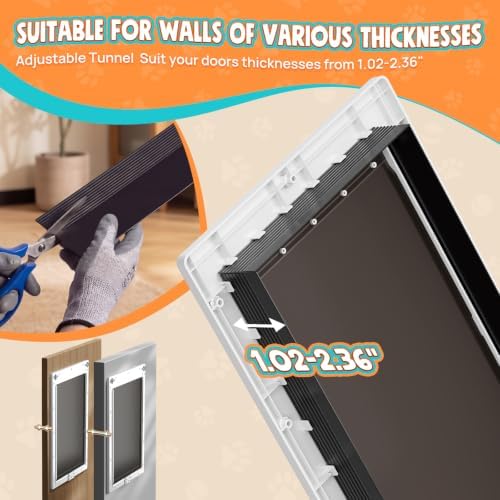 Extra Large Plastic Dog Door, Never Rust Doggy Door, Doggie Door for Interior and Exterior Doors, XLarge Plastic Pet Door with Double Magnetic Flaps, Closing Panel, Pet Up to 220 LBS (White)