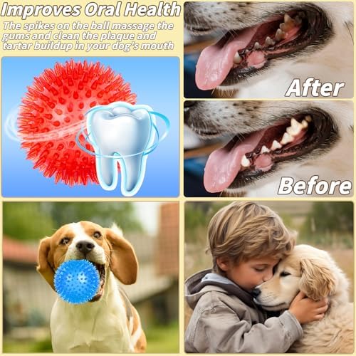 36 Pcs 2.5 in Squeaky Dog Toy Balls Spiky Dog Balls Chew Toy for Teething Durable High Bounce TPR Fetch Toy 9 Colors Water Toys for Small Medium Dogs Aggressive Chewers Clean Teeth and Training