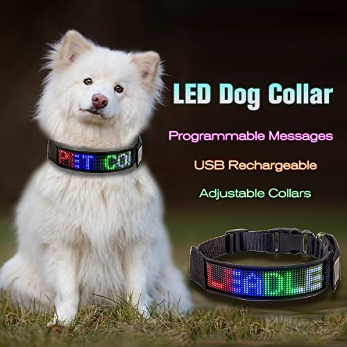 Leadleds Programmable LED Collar Flashing Light Up Rechargeable Pet Dog Safety Collar Glow in The Dark Light-up Neck Loop - Mixcolor LED