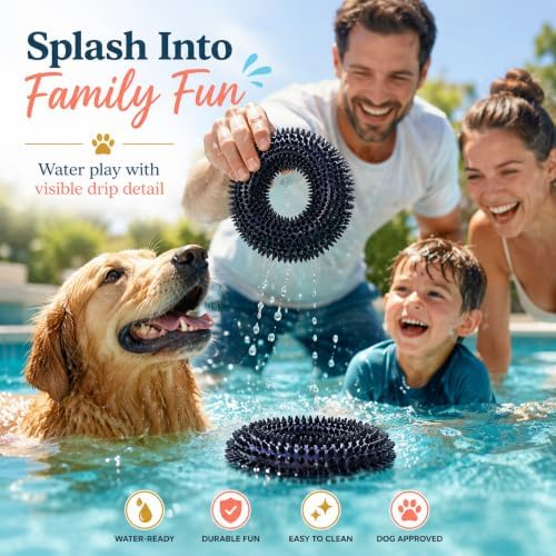 Squeaky Dog Toys for Aggressive Chewers, Floating Donut Ring for Large Dogs