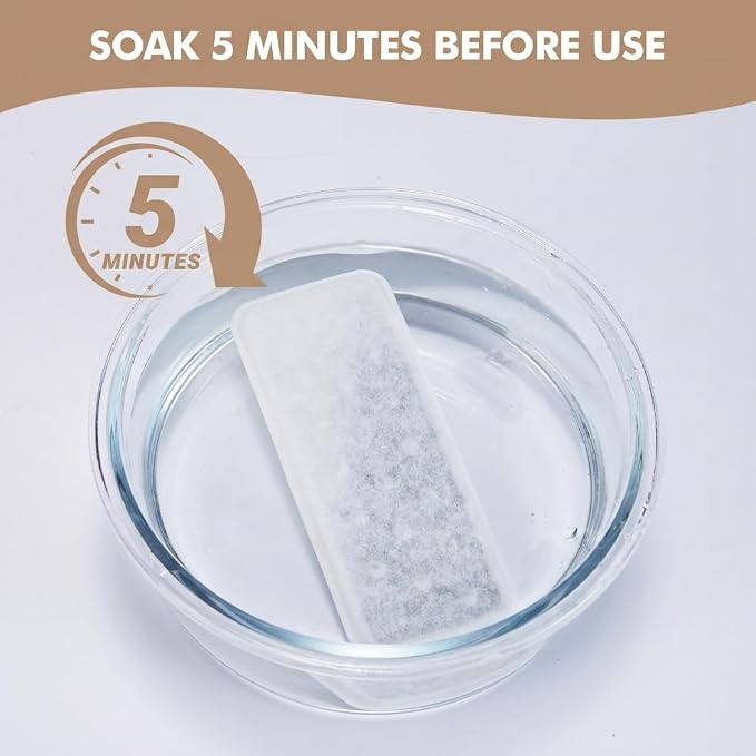PETTEN Cat Water Fountain Filters,12 Pet Fountain Filter：6 Carbon Filters & 6 Sponges Filters Set for 80oz/2.4L Ultra-Quiet Pet Water Fountain for Cats/Small Dog