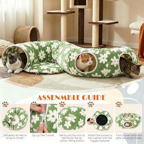 Cat Tunnel Bed with Interactive Cat Toys - Cat Tunnels for Indoor Cats