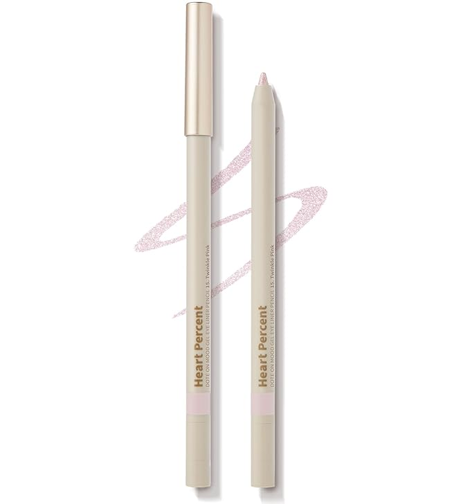 Heart Percent Dote On Mood Gel Eyeliner Pencil – Long-Lasting Waterproof Smudge Proof Smooth Retractable, Aegyo Sal Makeup, Under Eye Highlighter with Built-In Sharpener, #15. Twinkle Pink