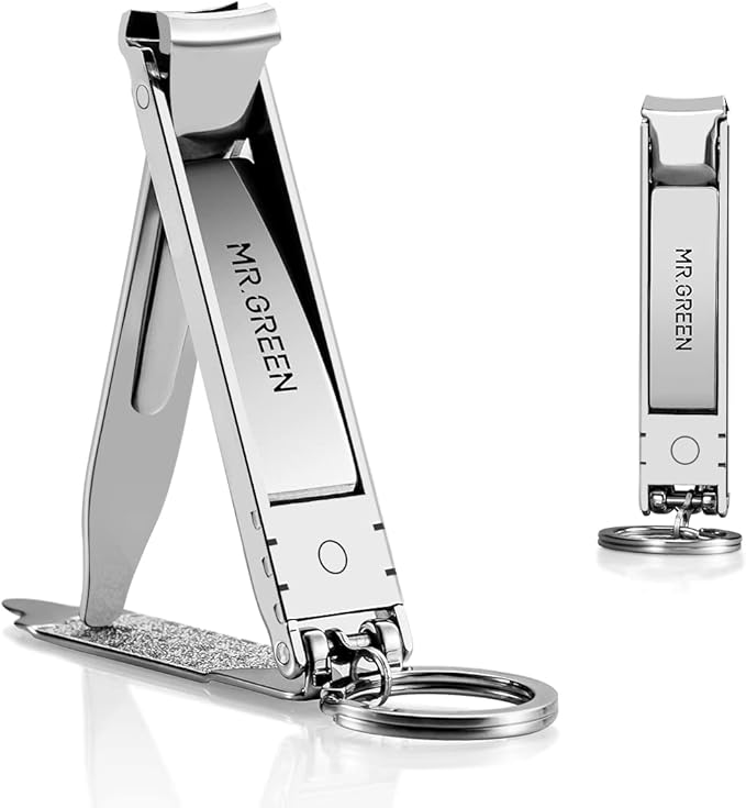 MR.GREEN Collapsible Nail Clippers Small and Thin Portable Travel Nail Scissors Cutter Stainless Steel Manicure Tools with Nail Files (Eco-Packaging)