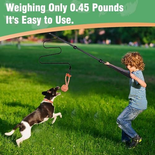 Flirt Pole for Dogs Heavy Duty 40inch Extendable Aluminum Alloy Dog Flirt Pole for Large/Medium/Small Gogs,Interactive Dog Toys for Indoor/Outdoor