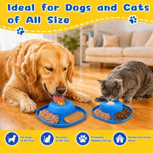 Slow Feeder Dog Bowls, Lick Mat & Interactive Rolling Ball, Dishwasher Safe