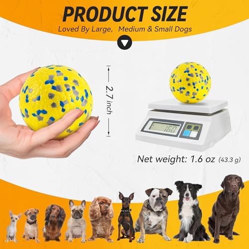 FUSOTO 4Pcs Dog Balls, Tennis Balls for Dog, Yellow