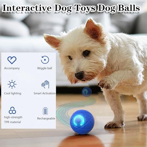 IRIDESCENT Interactive Dog Toys Dog Balls Activated Automatic Rolling Ball for Puppy Small Medium Dogs Smart Jumping Automatic Moving Bouncing and Rotating Ball Vibrating Keep Them Busy