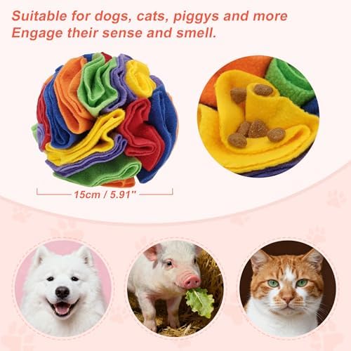 Snuffle Ball for Dogs, Interactive Dog Toys, Rainbow, Medium